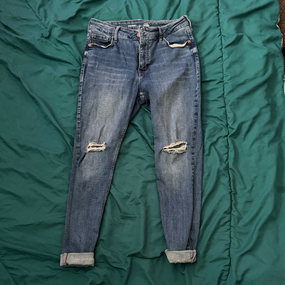 Old Navy Blue Distressed Skinny Jeans